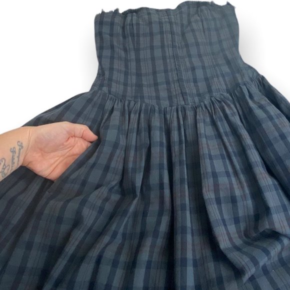 Anthropologie Maeve Gray Plaid Strapless Corset Dress size 0 - Picture 10 of 12